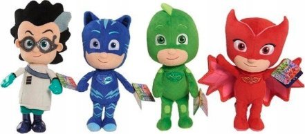 Zestaw 4 pluszaków pjmasks pidżamerski mix z bajki dla dzieci