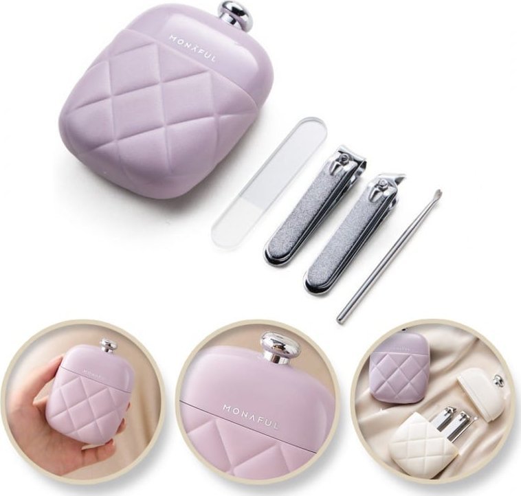 Zestaw akcesoriów etui do paznokci manicure fioletowy 9,5cmx7cm AK10FIO