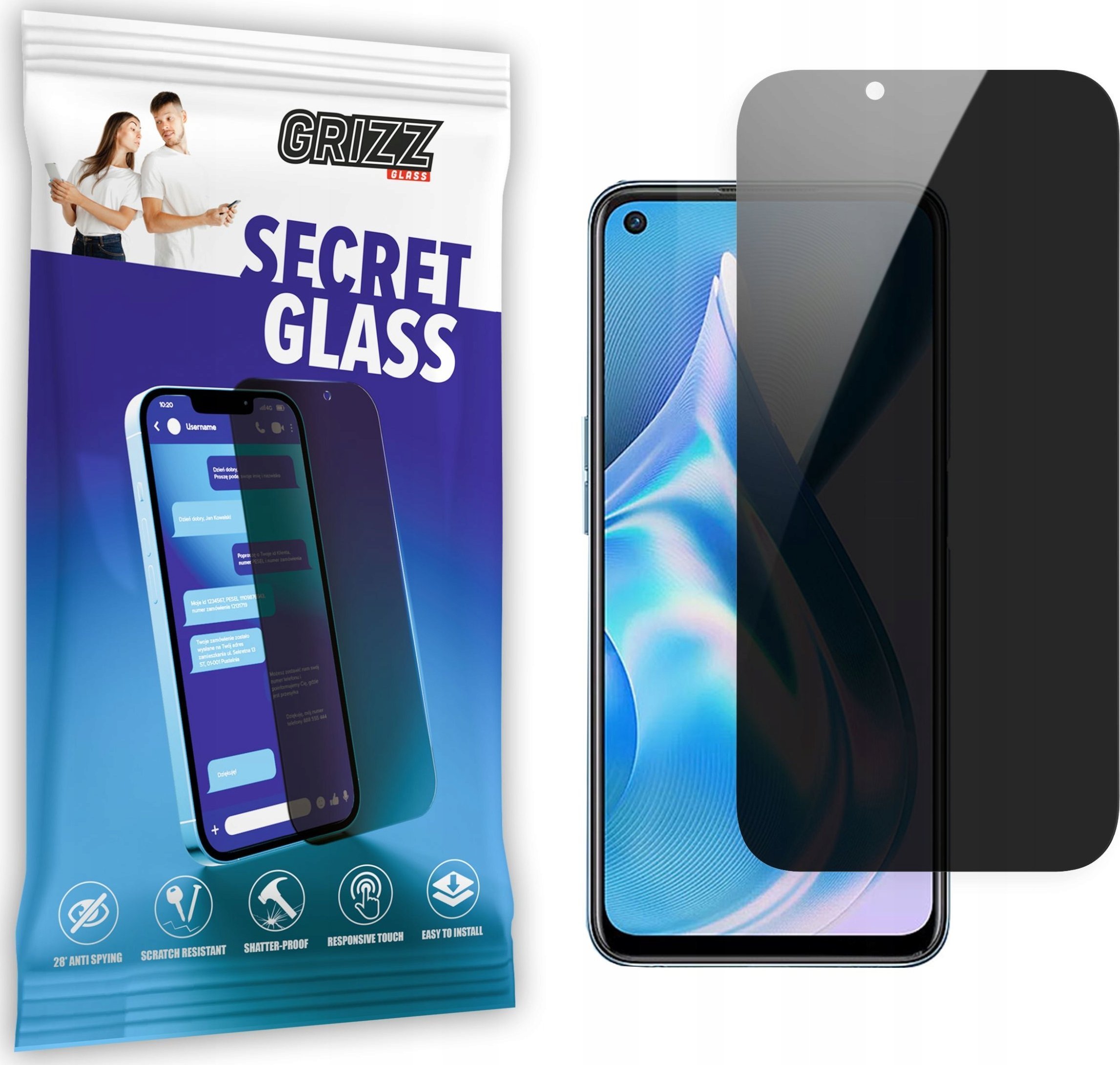 GrizzGlass Szkło prywatyzujące GrizzGlass SecretGlass OnePlus Ace Racing Edition