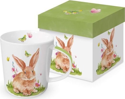 Zajączek i Motylki Kubek Porcelanowy w Ozdobnym Pudełku 350 ml