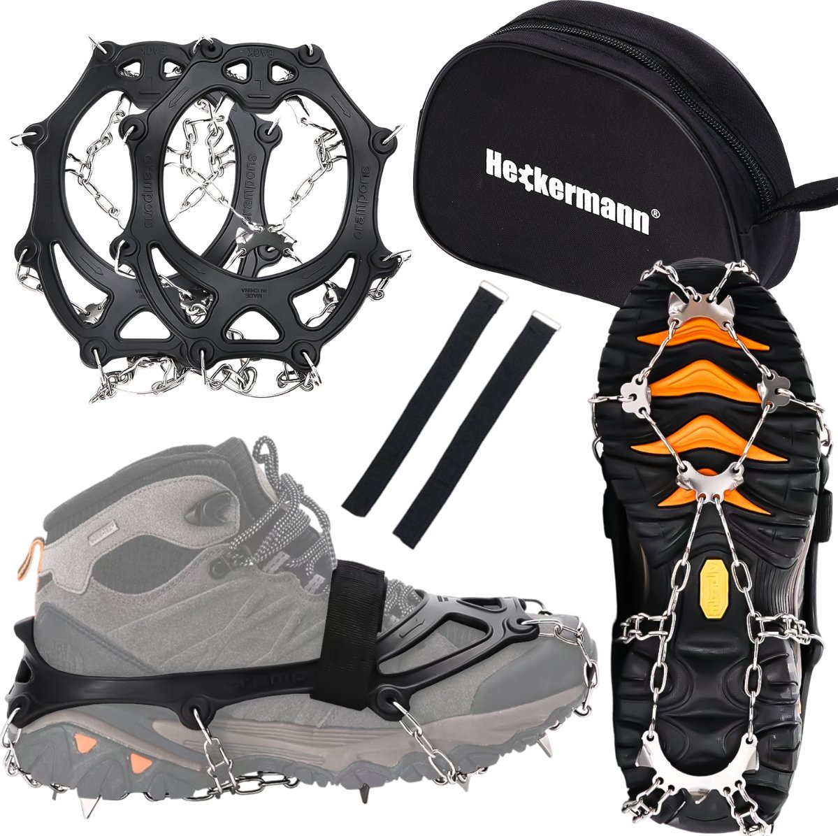 Heckermann Raki na buty Heckermann 9 kolców Czarne