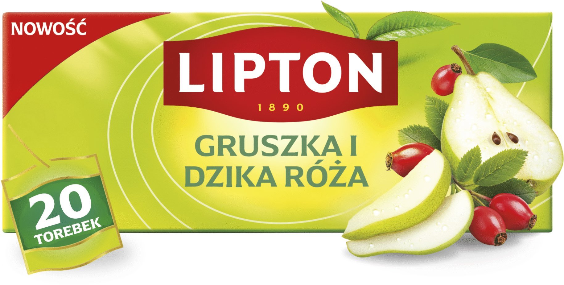 Lipton Herbata owocowa Gruszka i dzika róża 20 torebek