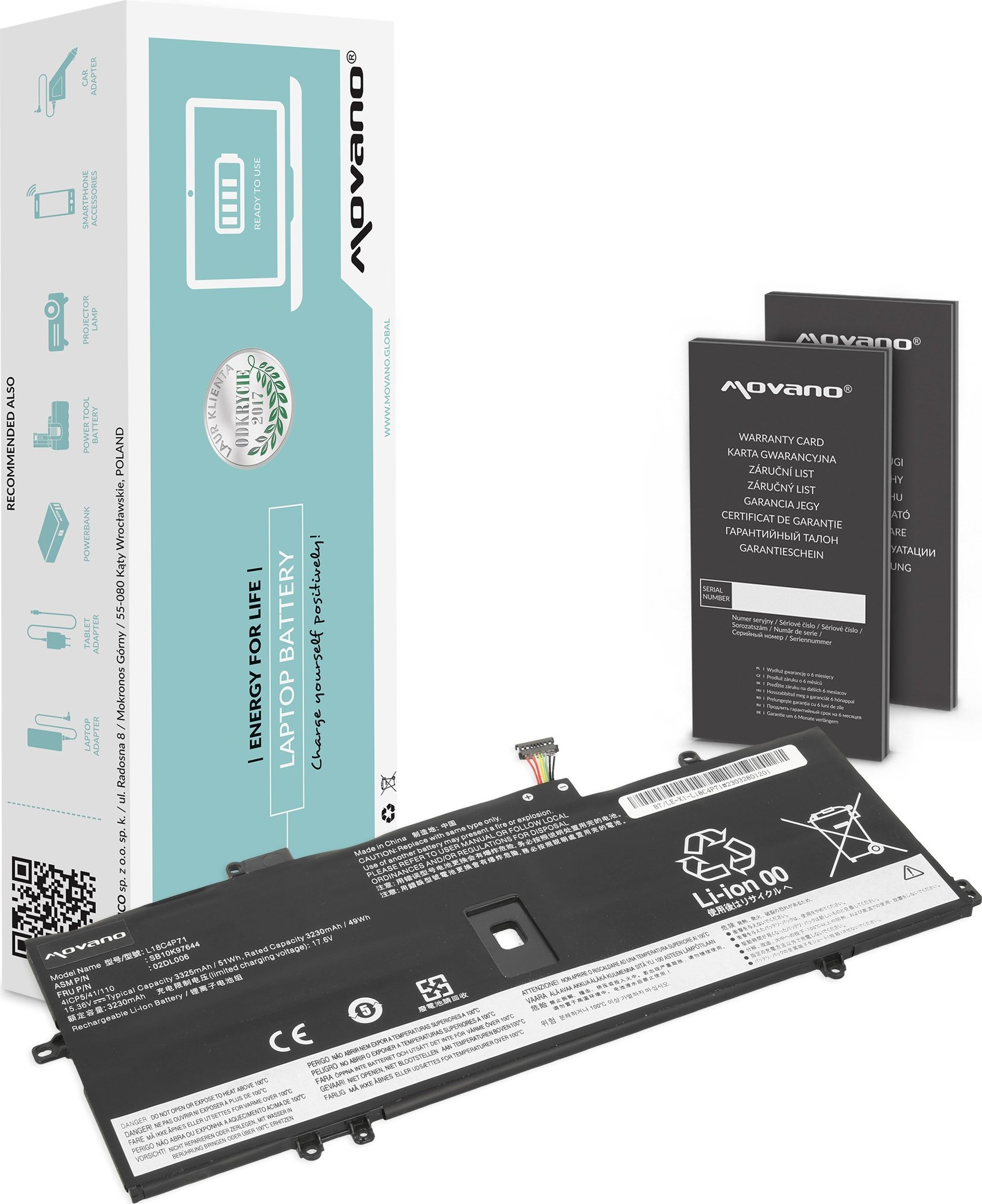 Bateria Movano Bateria do Lenovo ThinkPad X1 Yoga 4 5 Carbon 7 8