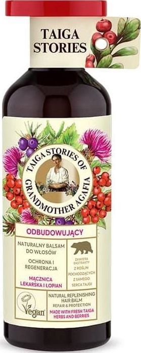 Babuszka Agafia Odbudowujący Naturalny Balsam do Włosów Mącznica Lekarska i Łopian 500 ml
