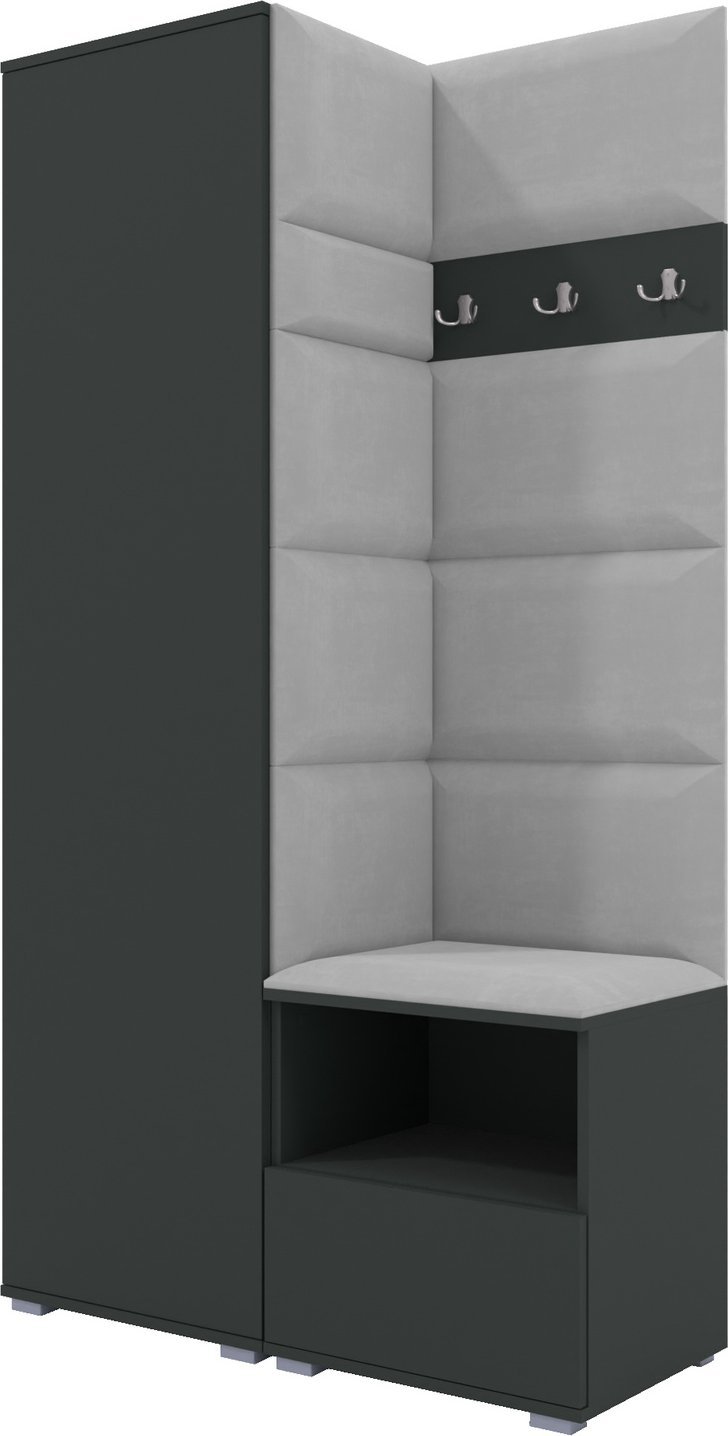 Ravio Tapicerowana garderoba Nela I w grafitowym kolorze i tkaninie Trinity 32