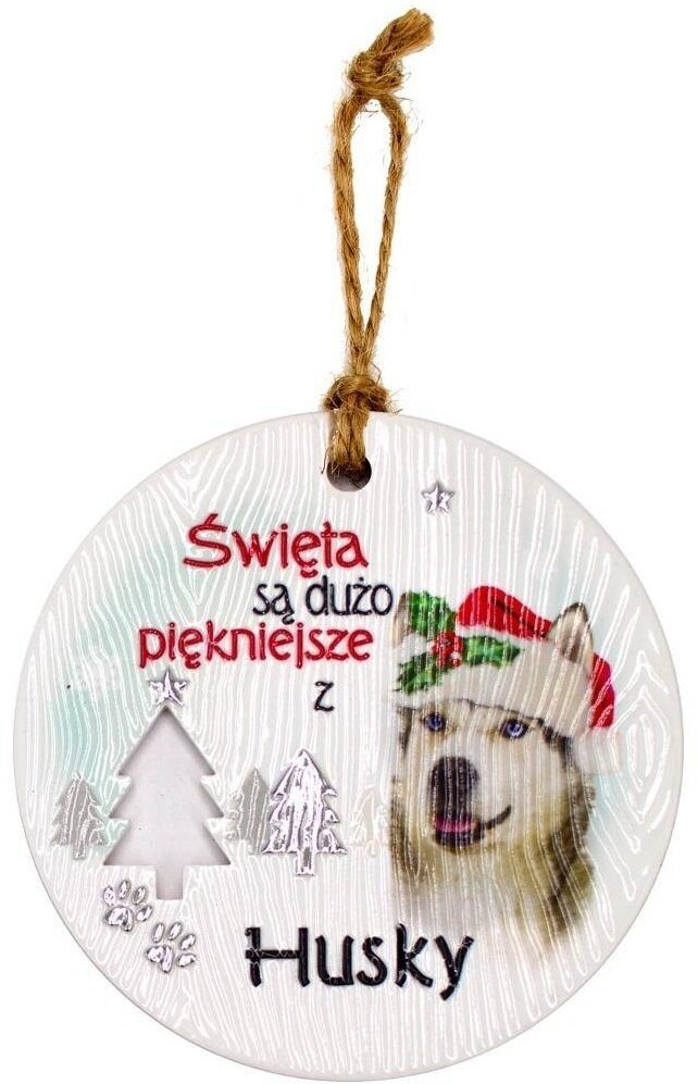 Zawieszka ceramiczna Boże Narodzenie Husky
