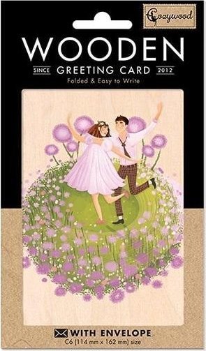 Karnet drewniany C6 + koperta Ślub Polana