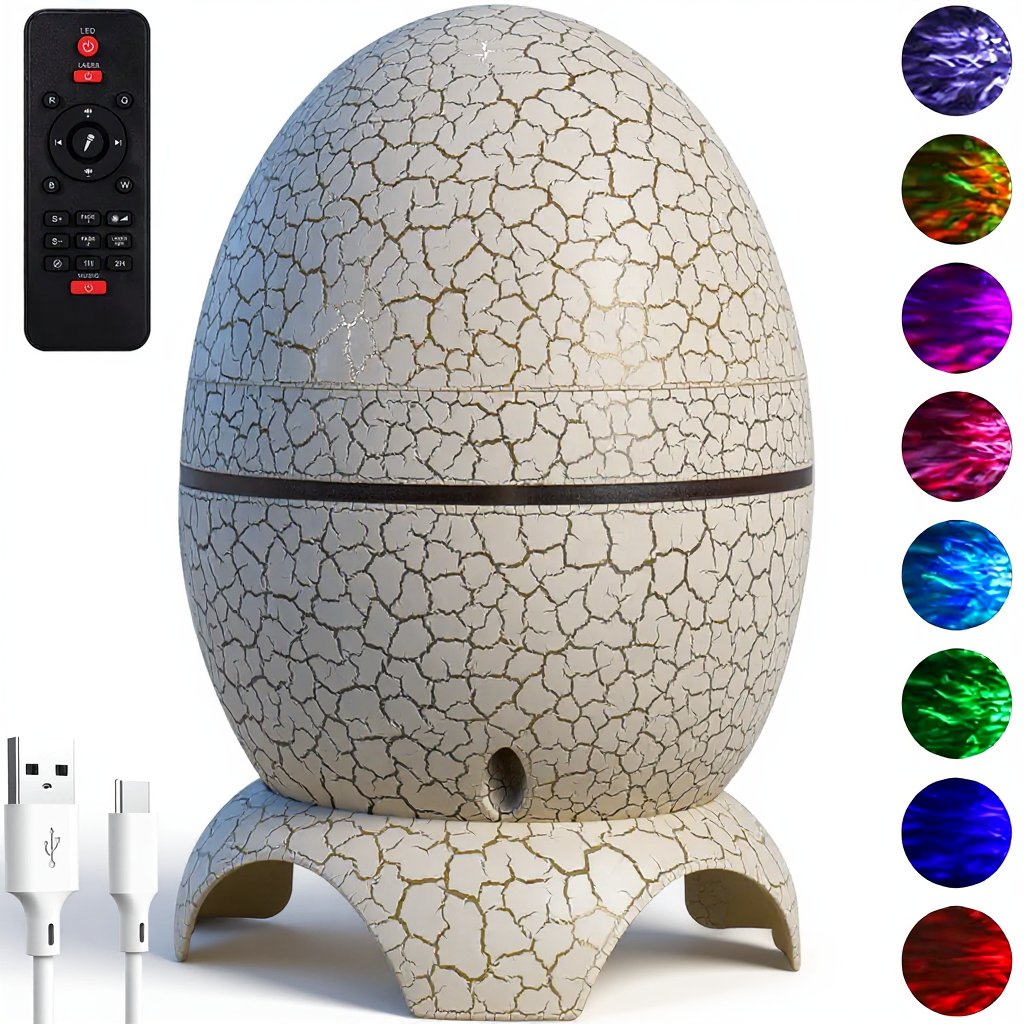 PROJEKTOR GWIAZD LAMPKA NOCNA RZUTNIK LED JAJO DINOZAURA LASEROWY GŁOŚNIK