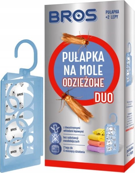 Bros Pułapka na mole odzieżowe DUO + 2 wkłady Skuteczna ochrona