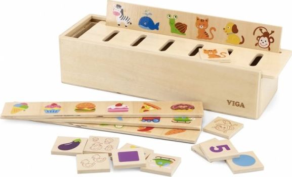 Viga Toys VIGA Drewniany Edukacyjny Sorter Gra Zwierzątka Owoce Warzywa
