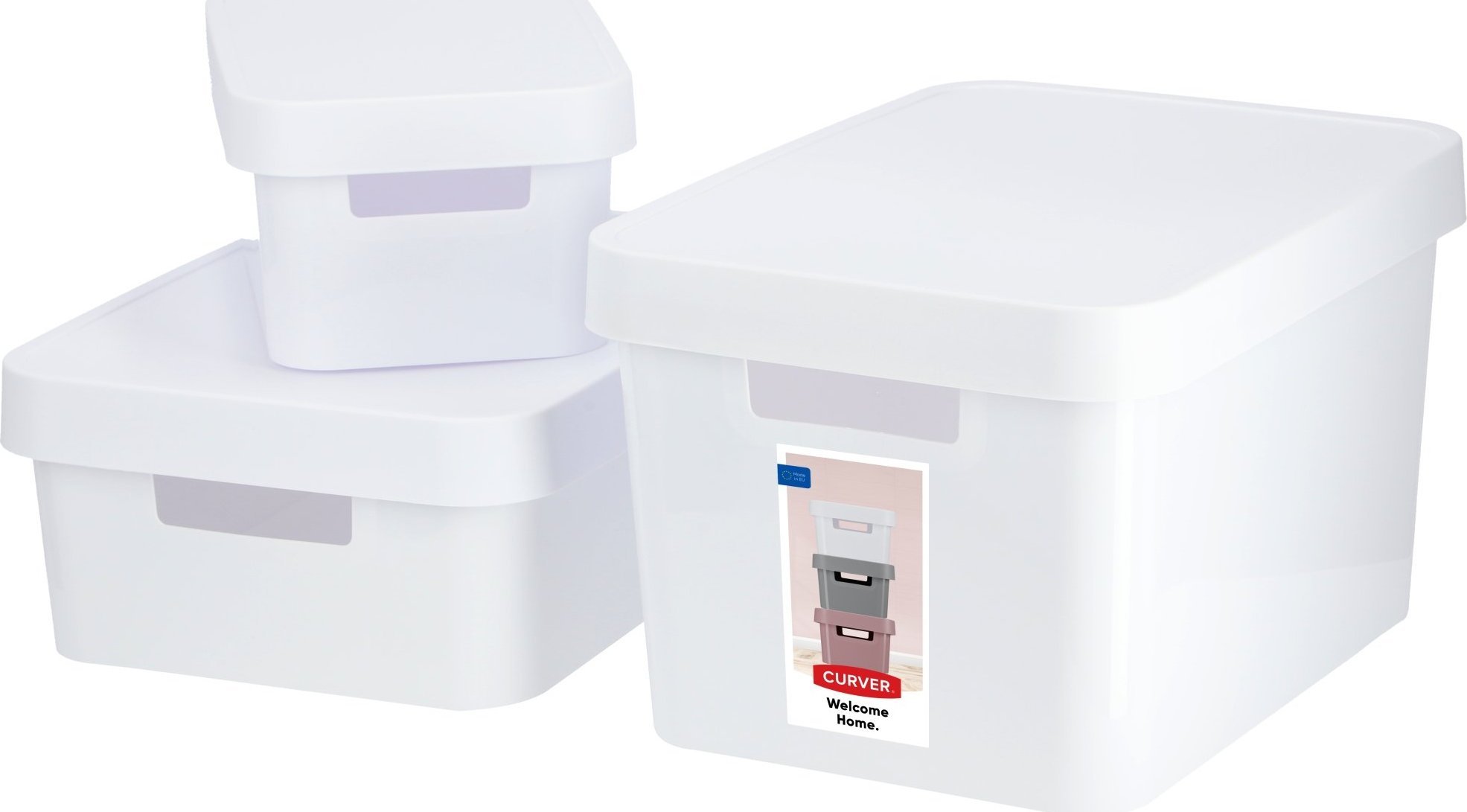 Kadax Curver Koszyk Pojemnik Pudełko Pokrywka Zestaw 3x