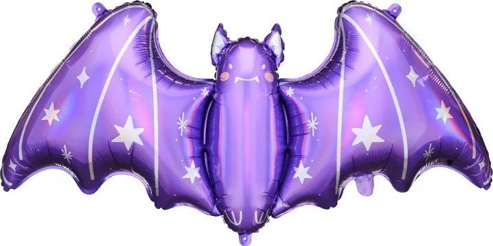 PartyDeco Balon foliowy nietoperz fioletowy Halloween na hel