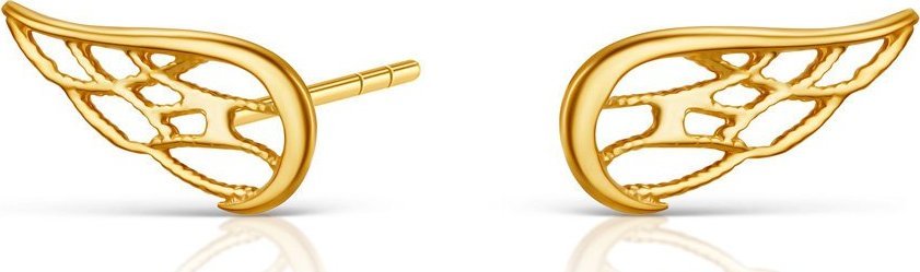 Irbis srebrne pozłacane kolczyki ażurowe skrzydła na sztyfcie Uniwersalny