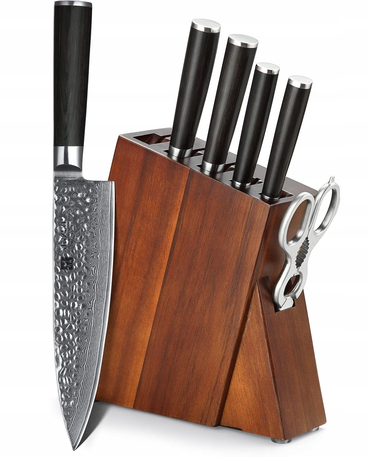Merach XINZUO Kute B1 Zestaw noży kuchennych z damasceńskiej stali z blokiem