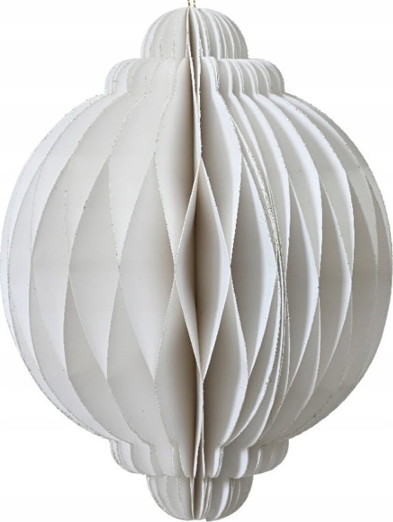 Kaemingk Zawieszka papierowa magnetyczna 15x20cm Biała ze złotym sznurkiem