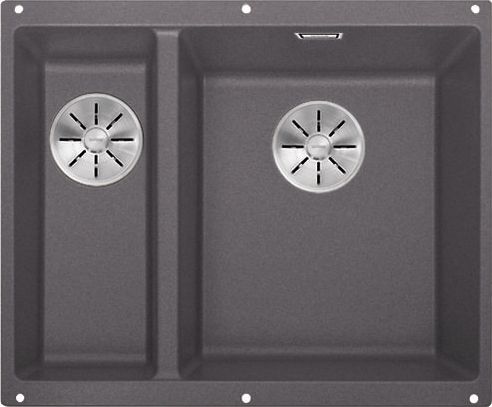 Zlewozmywak Blanco Subline 340/160-U Silgranit szarość skały z korkiem InFino, komora z prawej (523559)