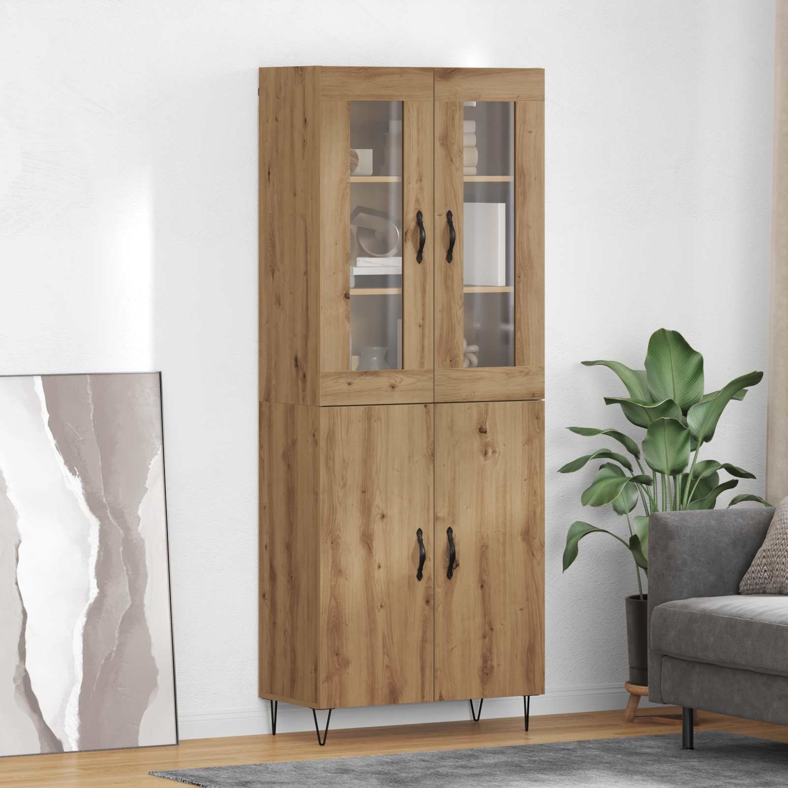 vidaXL Highboard Dąb rzemieślniczy 69,5 x 34 x 180 cm