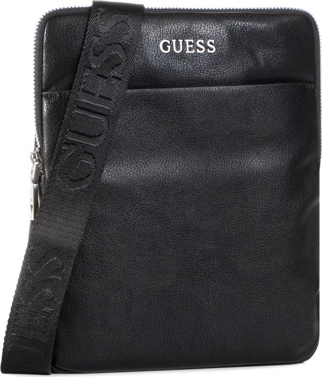 Guess, Scala, Flat Top Zip, Textile Crossbody Bag, Black, For Men For Men
