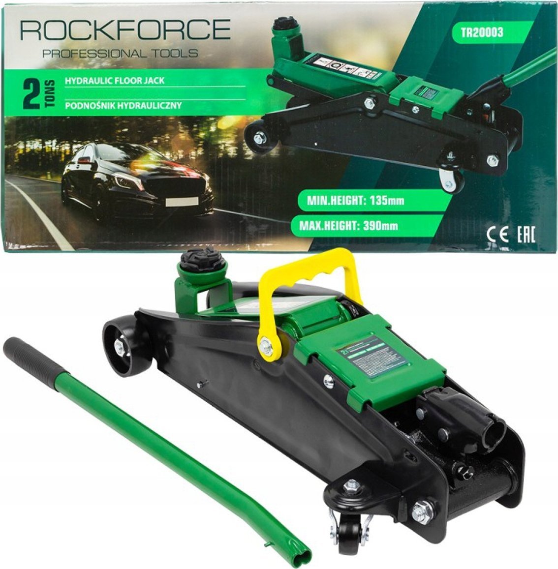 Rockforce Podnośnik warsztatowy hydrauliczny 2t (h min 135mm, h max 390mm)