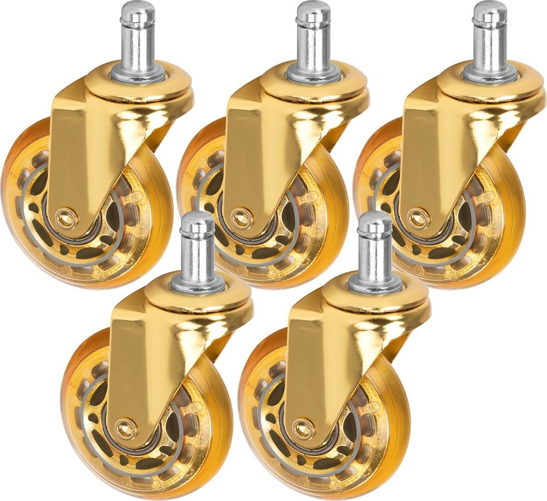 Kółko do taboretu Roll Speed złote na wcisk zestaw 5 sztuk