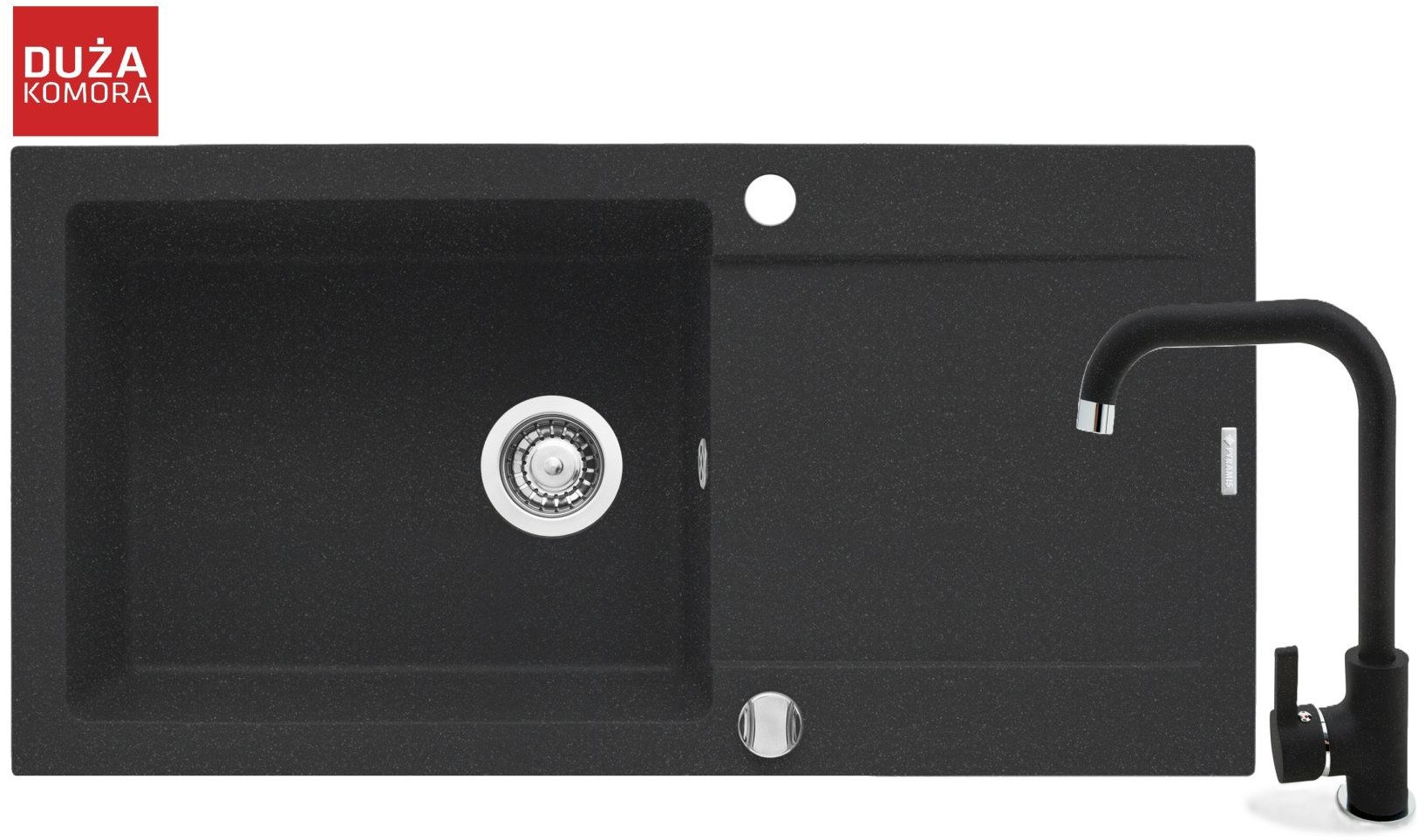 Pyramis Zlew. MIDO (100x50) 1B 1D czarny + bateria Silvio