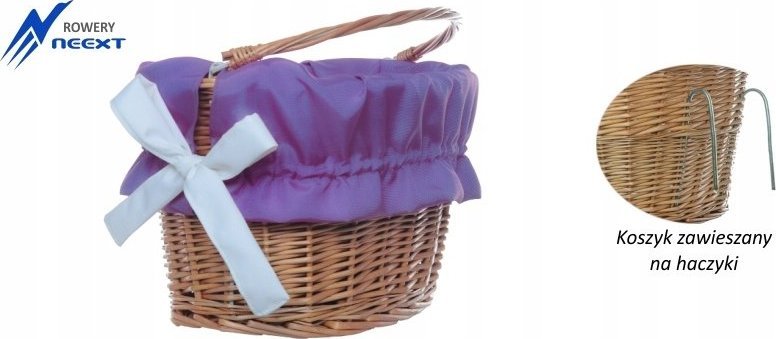 NEEXT Koszyk wiklinowy rowerowy zawieszany z wkładem mat