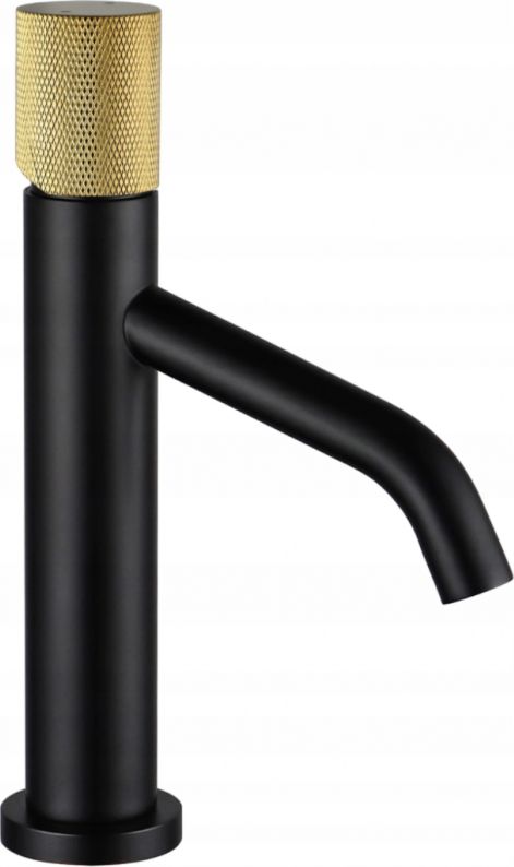 Bateria umywalkowa Mexen Rumba One stojąca czarny mat + złoto