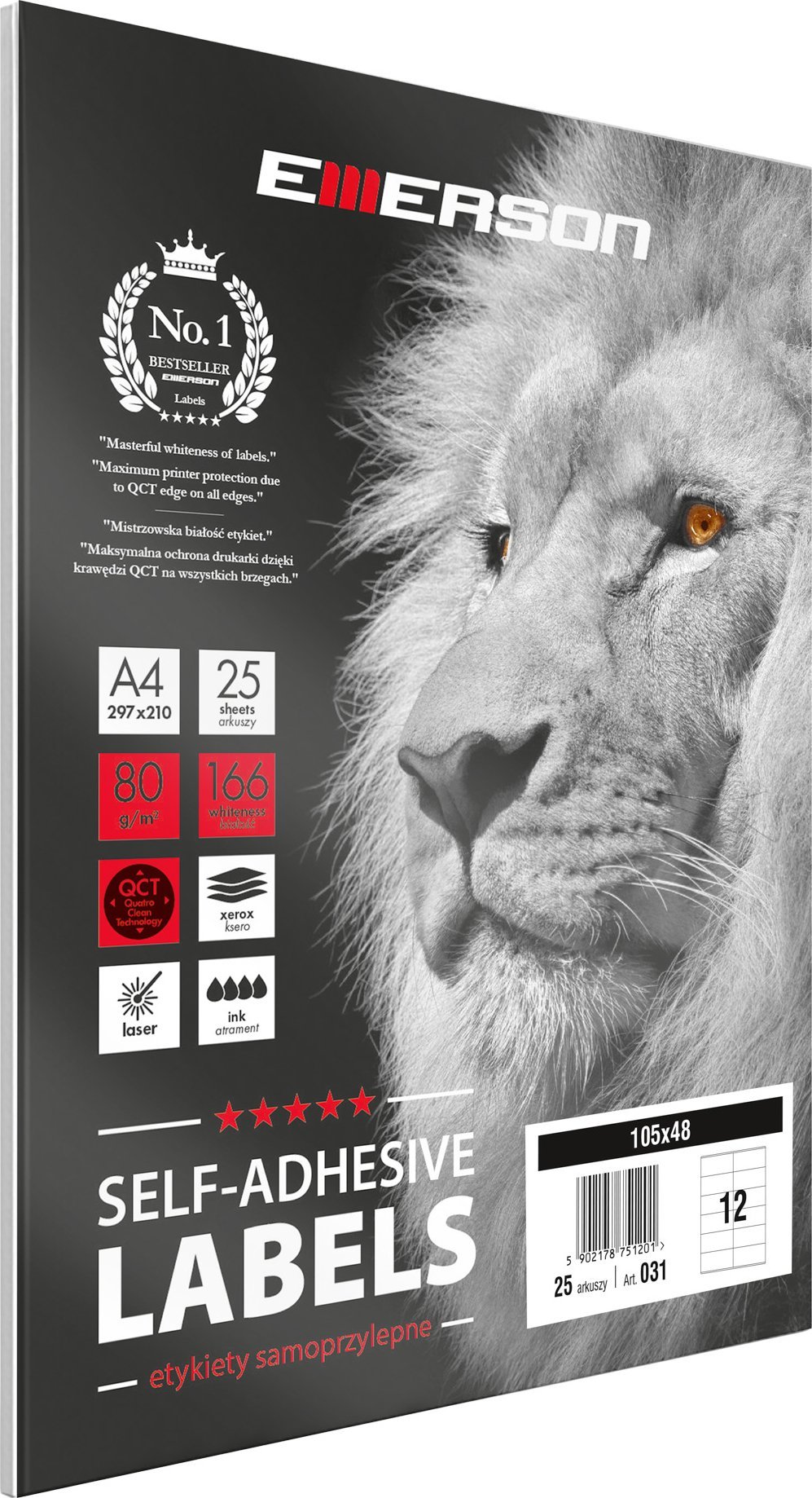 Osram Emerson ART 031 ETYKIETA A4 105mm x 48mm BIAŁA, opakowanie 25 arkuszy