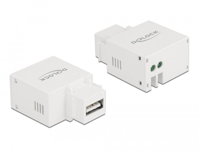 DeLOCK Keystone Module USB Type-A Charging Port 2.1 A white, Flat, White, USB A, Terminal, Female, Female