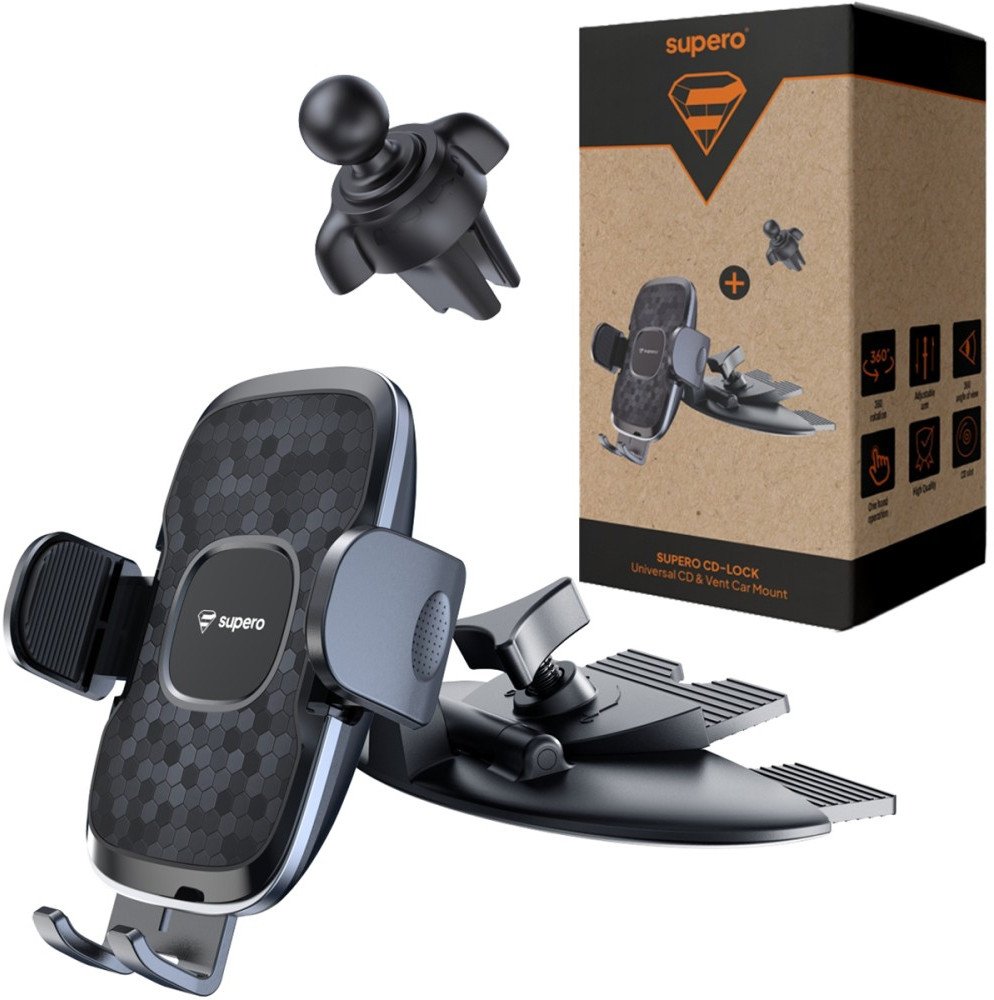 Uchwyt na telefon do slotu CD / kratki Supero, czarny