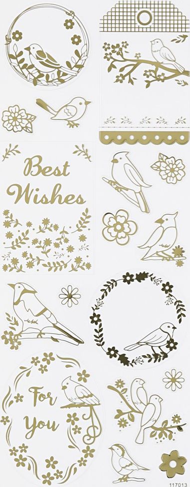 Creative Company Naklejki metaliczne Złote Ptaszki