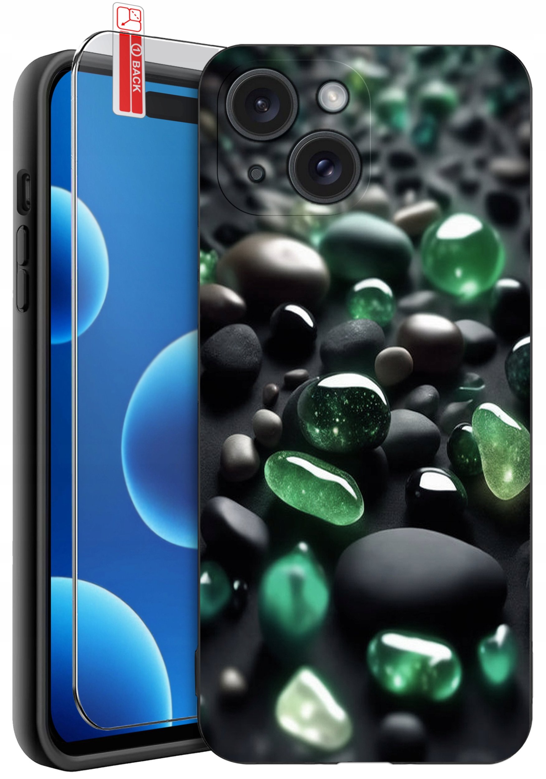 ETUI do iPhone 15 | WZORY | SILIKONOWE MATT CASE + SZKŁO 9H