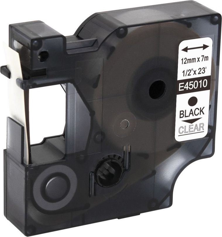 Strefa Drukarek Taśma Dymo D1 zamiennik 45010 12mm x 7m przeźroczysta/czarny nadruk