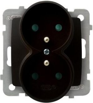 Ospel Gniazdo Karo podwójne z uziemieniem i przesłonami czekoladowy metalik (GP-2SRZP/m/40)