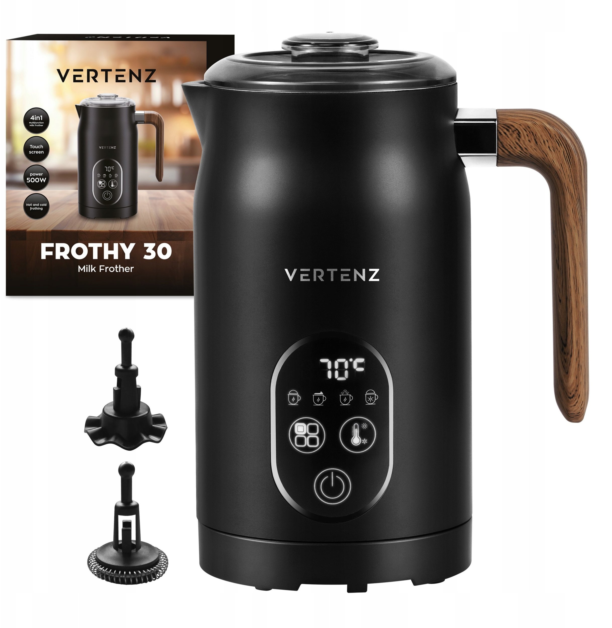 Spieniacz Do Mleka 4W1 Vertenz Frothy 30 Do Kuchni Stal Moc 500W Do Kawy
