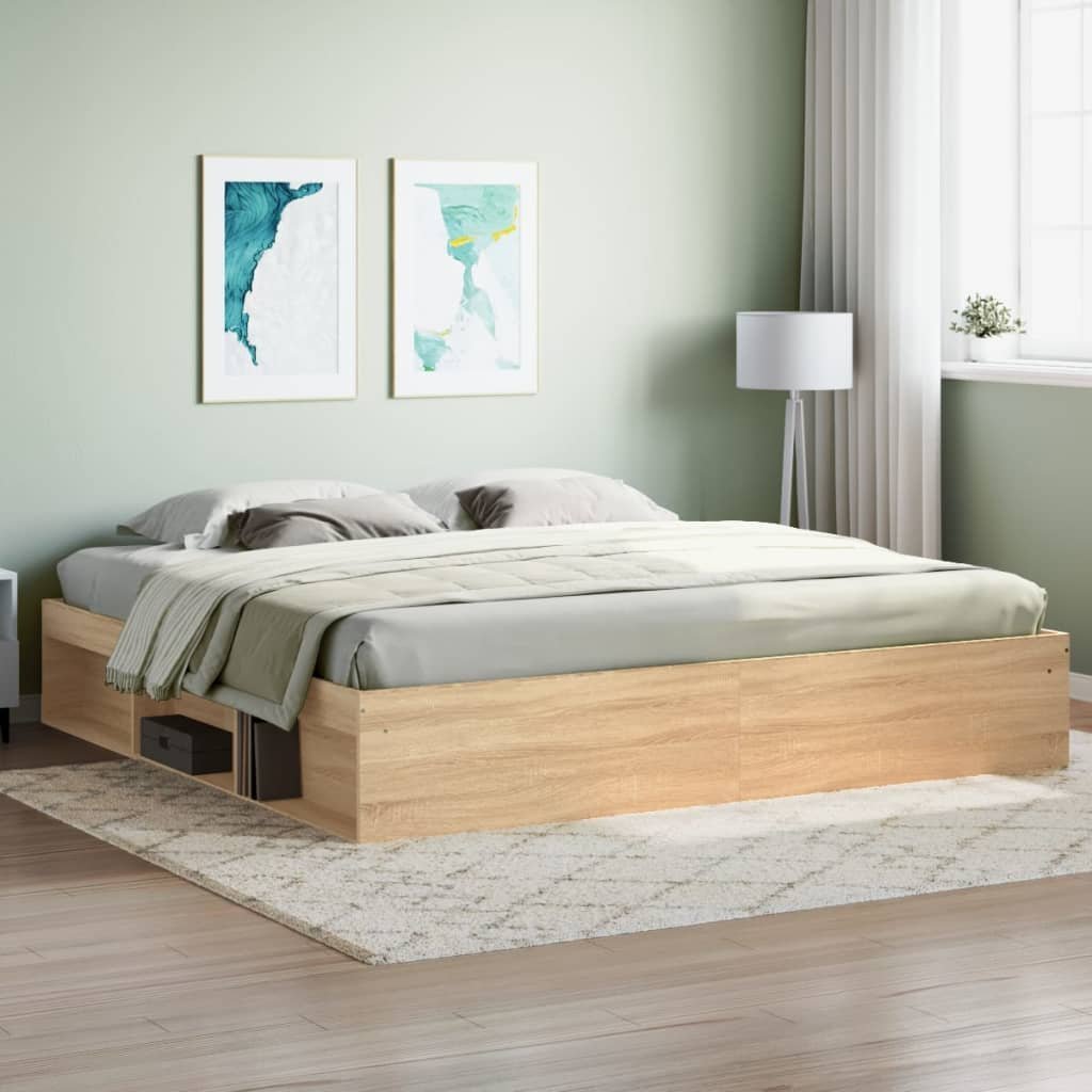 vidaXL Rama łóżka, dąb sonoma, 200x200 cm