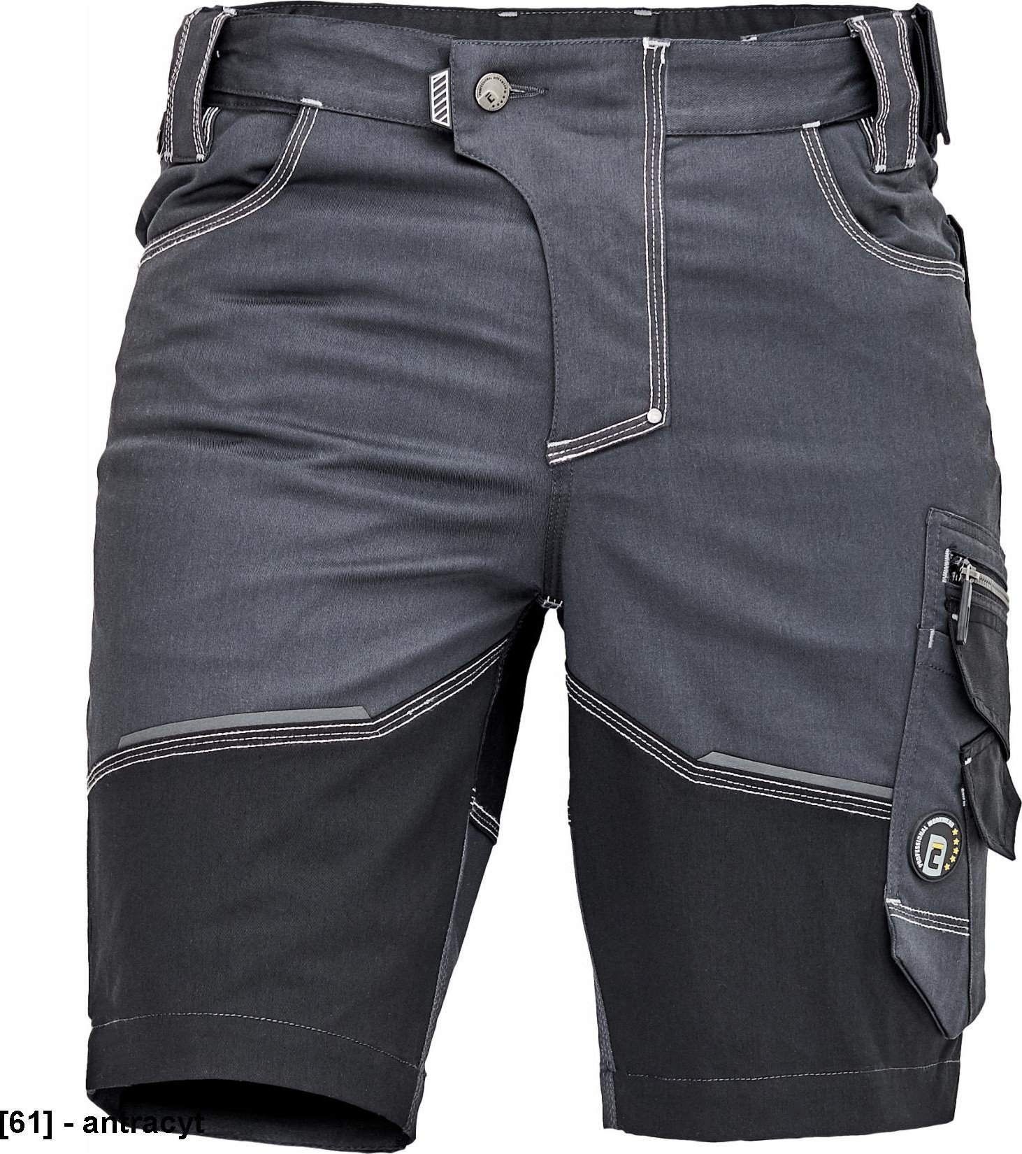 CERVA NEURUM CLASSIC szorty - męskie szorty robocze, elastyczny materiał Trifibetex, 6 kieszeni, odblaski - antracyt 56