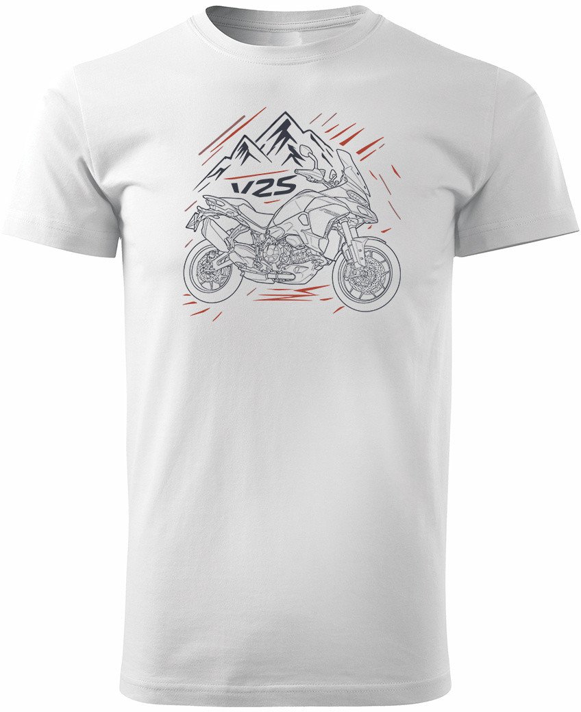 Koszulka na motor motocyklowa Ducati Multistrada V2S męska biała REGULAR M