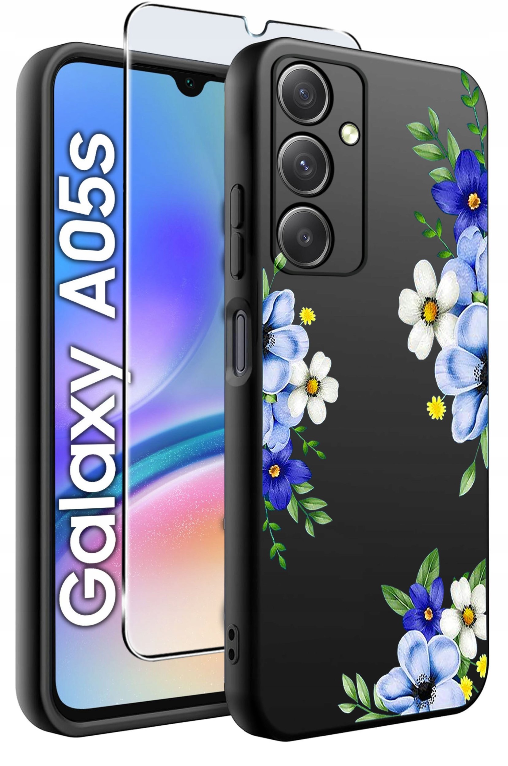 ETUI do Samsung A05s WZORY | SILIKONOWE MATT CASE + SZKŁO 9H