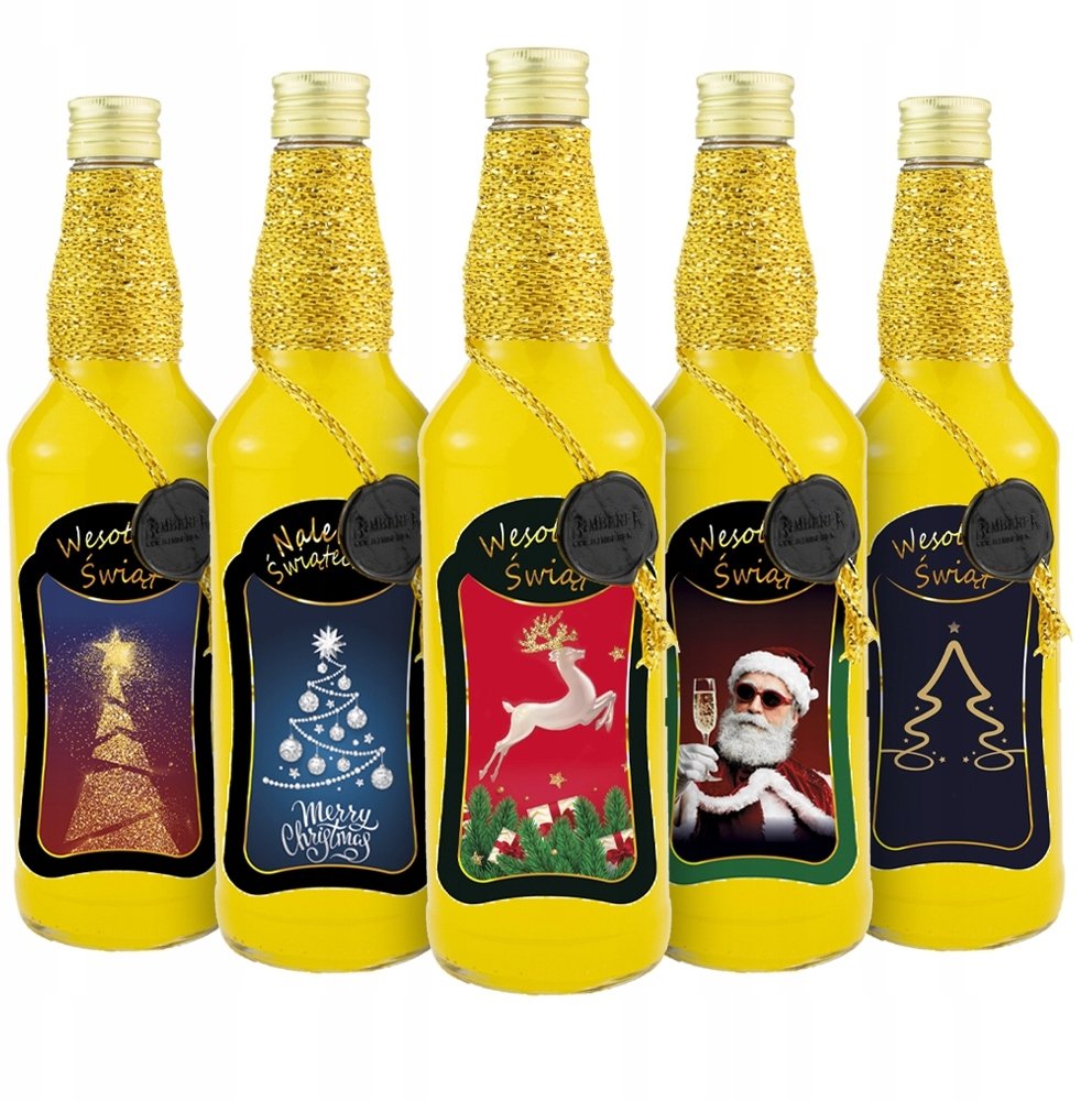 10X BUTELKI ŚWIATECZNE PREMIUM MONOPOL 500ML BOŻE NARODZENIE NA NALEWKI