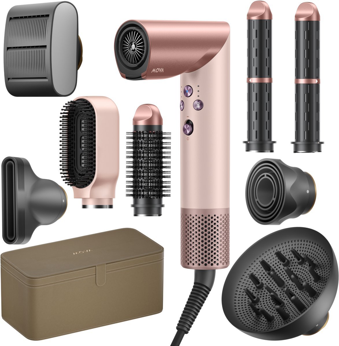 Suszarka do Włosów MOVA Master 10 Sakura Różowa Zestaw 8 Nasadek NTC 1600W