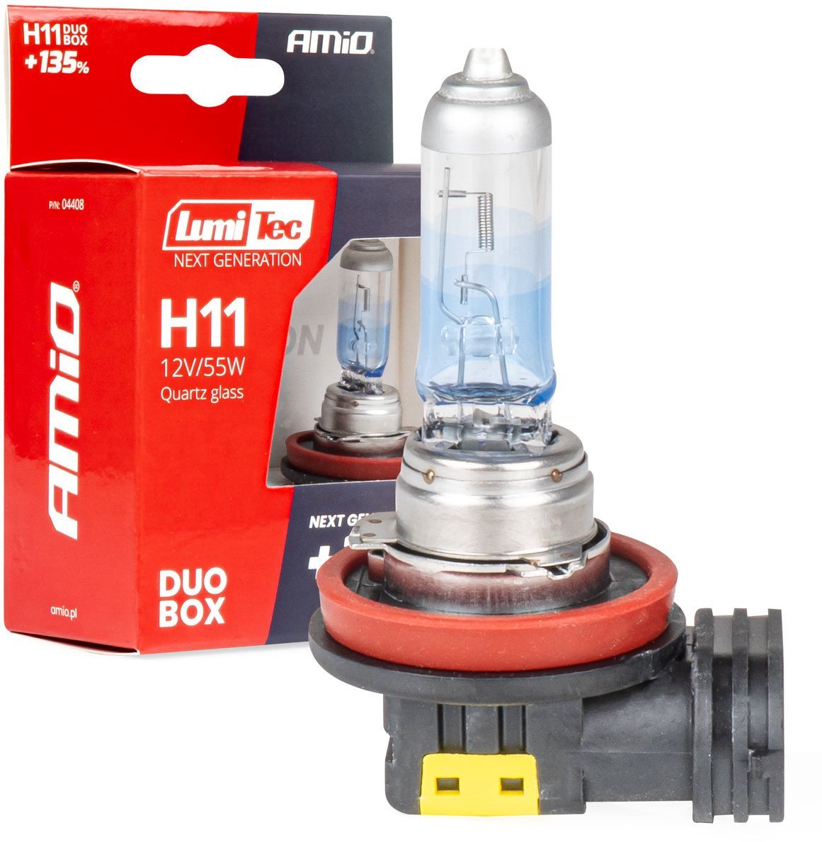 Żarówki halogenowe h11 12v 55w lumitec next generation +135% duo amio-04408