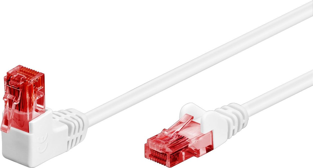 Goobay GOOBAY Patchcord U/UTP Kat. 6 Prosty / Kątowy 90 Biały 3m
