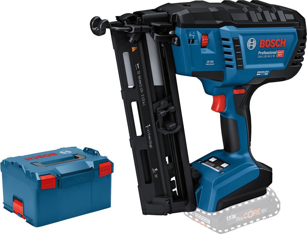 Zszywacz Bosch Bosch cordless wood nailer GNH 18V-64-2 M Professional solo, 18Volt (blue/black, without battery and charger, in L-BOXX)