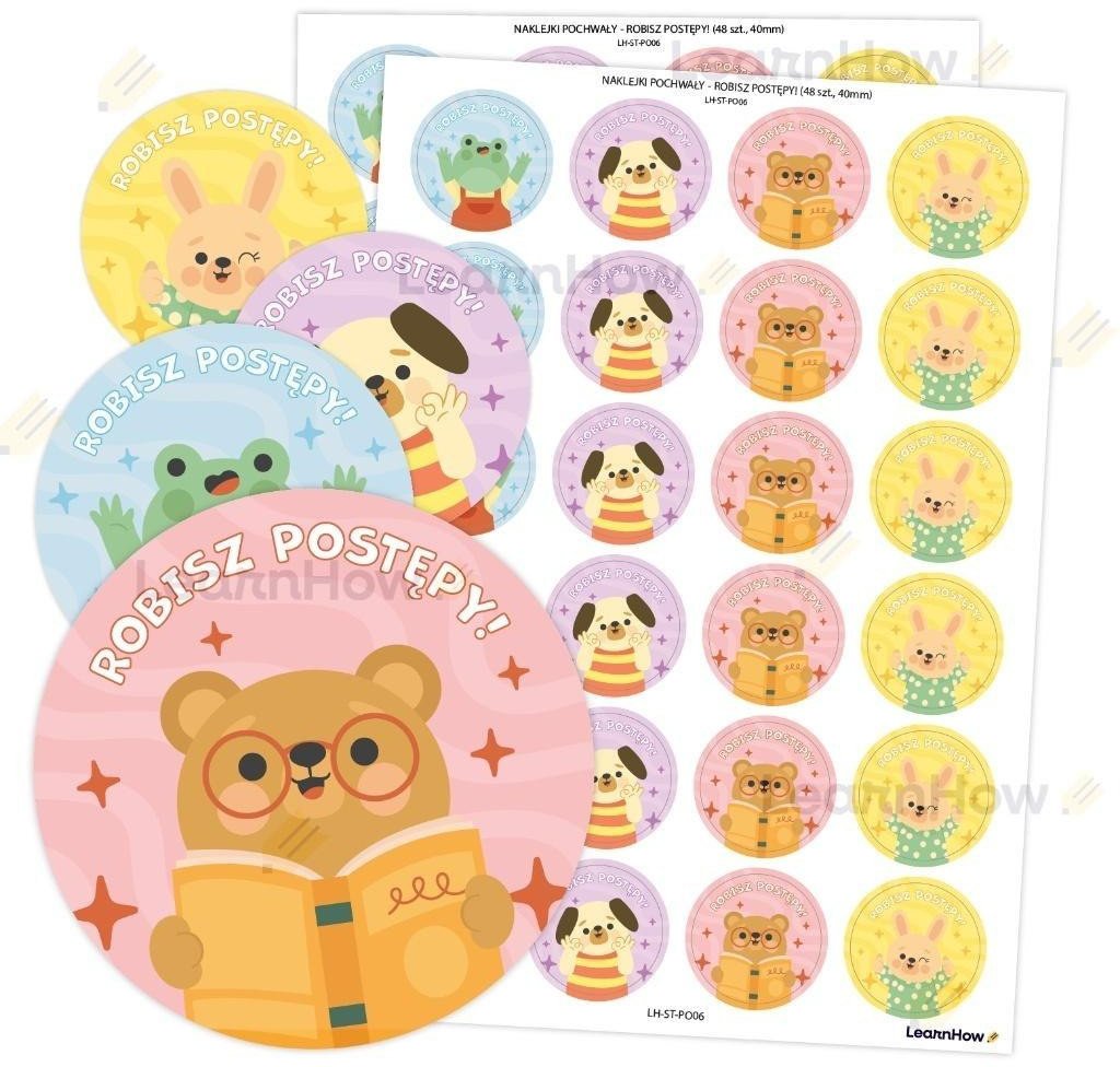 Naklejki pochwały 40mm 48szt