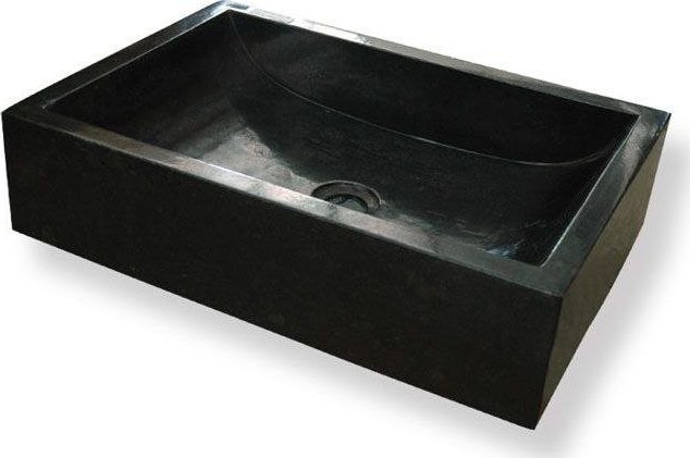Umywalka INDERA Kamienna umywalka nablatowa - czarny kamień Vester Black