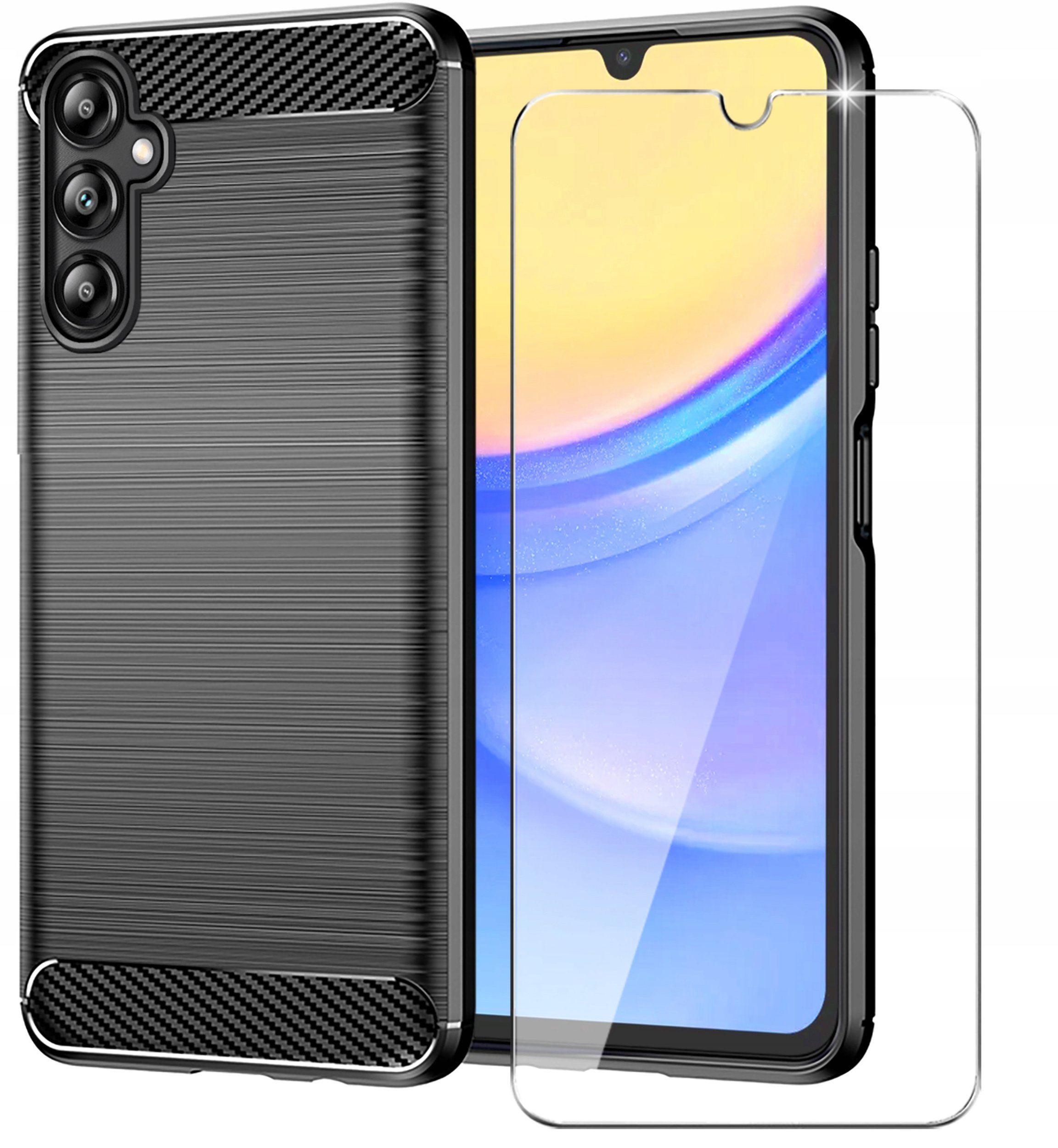 Etui do Samsung Galaxy M15 5G Pancerne Carbon CASE + Szkło 9H
