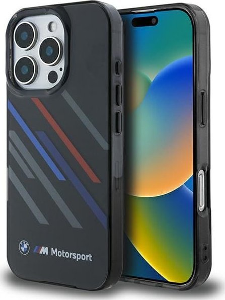 BMW BMW BMHCP16L23HTRAK iPhone 16 Pro 6.3" czarny/black hardcase Motosport IML Random Stripes