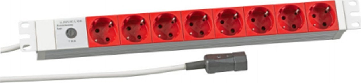 EFB EFB 19" 1HE Steckdosenleiste 8xCEE 7/3 rot, Zuleitung C14