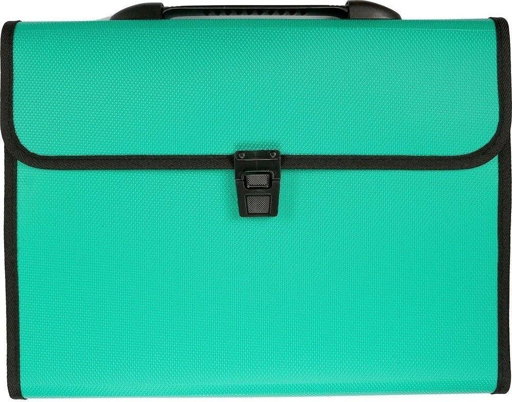 Teczka A4 z rączką 12 przegródek zielona